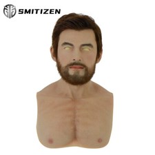 SMITIZEN Realistic Silicone Human Mask With Hair Beard For Cosplay Masquerade