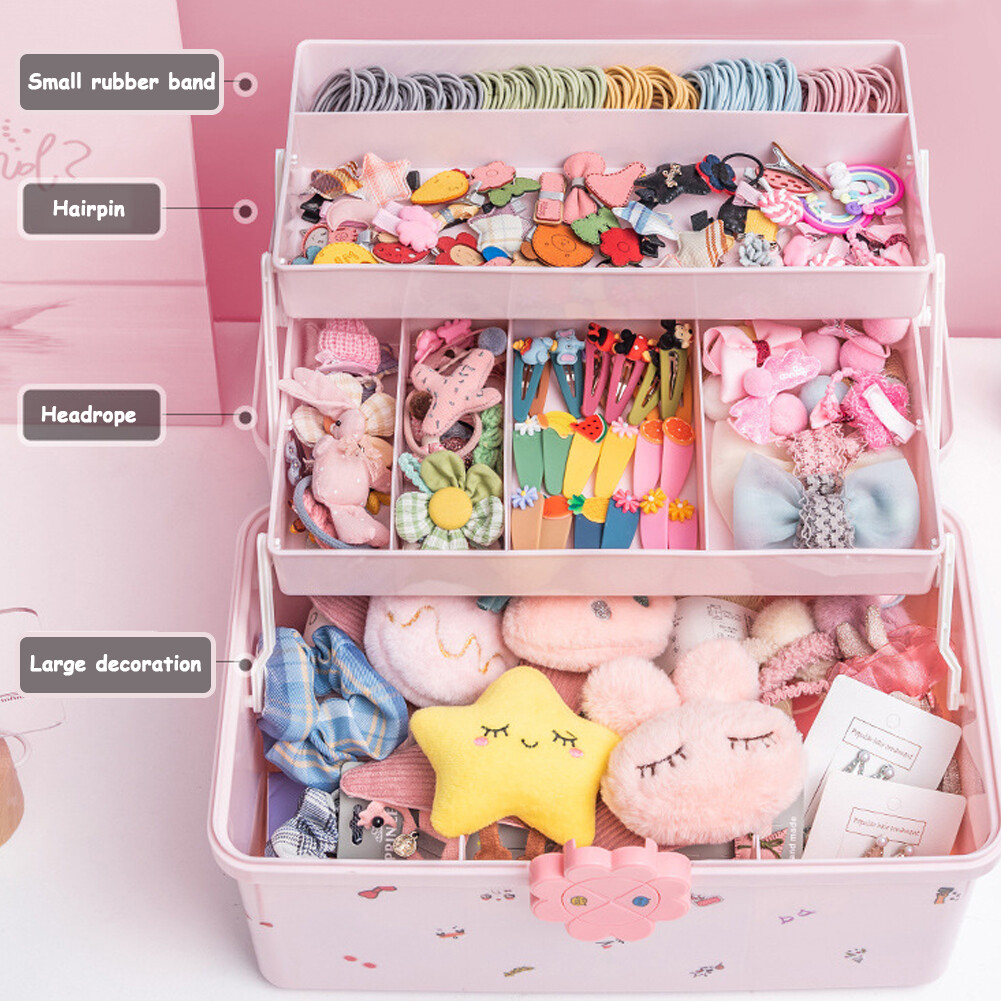 Storage Box For Kids Hair Accessories Capacity Head Rope Jewelry Layers