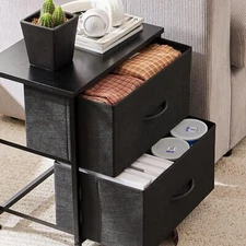 Nightstand with 2 Fabric Drawers End Table Side Table for Bedroom Bedside Table
