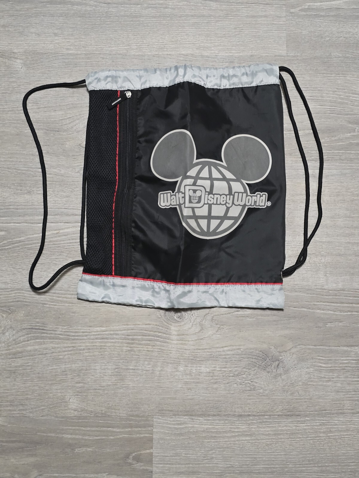 Disney World Mickey Mouse Drawstring Backpack with Zipper Pouch