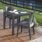 Anthracite Square Plastic Garden Dining Table Weather Proof Indoor Outdoor Patio