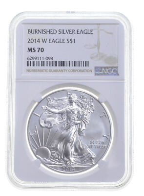 2014-W BURNISHED SILVER EAGLE MS70 NGC CLASSIC BROWN LABEL | eBay
