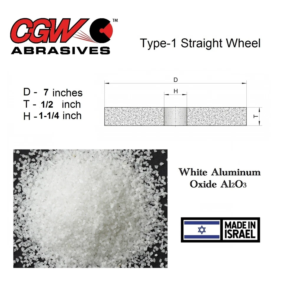 7X1/2X1-1/4 Surface Grinding Wheel CGW Aluminum Oxide Choice of Grit & Hardness - Image 3 of 3