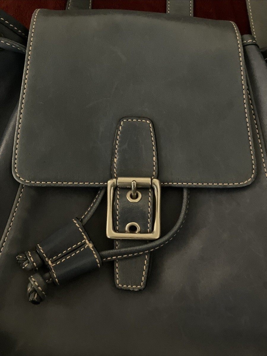 アメリカから購入 COACH leather bag Coach 9569 Vintage Black Leather Drawstring Closure Backpack