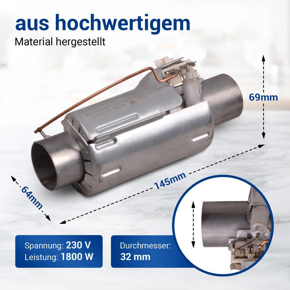 Heizelement Heizung 1800W passend wie Beko 1888150100 für Geschirrspüler - Bild 4 von 4