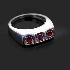 Natural Garnet Gemstones with 925 Sterling Silver Ring For Band 5944