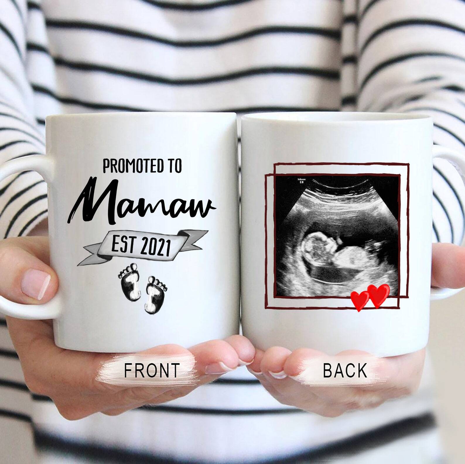 Promoted To Mamaw Mug Personalized Ultrasound Gift Custom Pregnancy Announcement