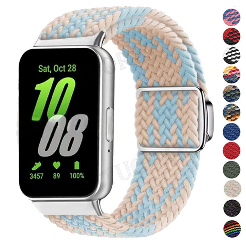Nylon Loop Strap for Samsung Galaxy Fit 3 Magnetic Braided Bracelet Watch Band