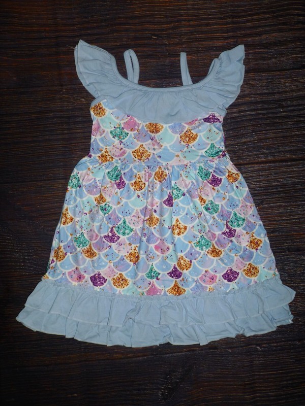 NEW Boutique Mermaid Girls Blue Ruffle Dress 2T