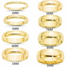 Men Woman personalized Yellow Gold Tungsten Carbide ShinyDomed Wedding Band Ring