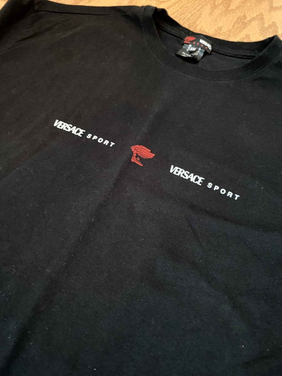 Mens Versace Sport Tshirt, Size XXL, Black With Red Letters