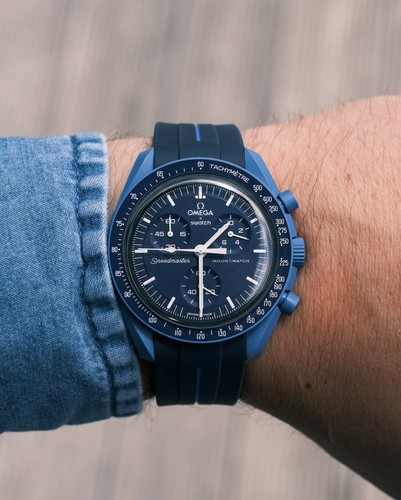20mm Blue Rubber Watch Strap fits Swatch X Omega Speedmaster MoonSwatch Neptune