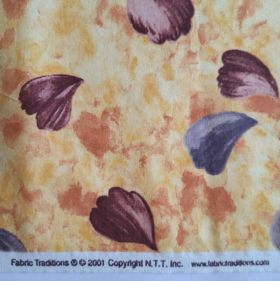 VTG Purple Petals On Tonal Soft Orange 2001 Fabric Traditions Cotton Fabric 1.4Y - Image 4 of 4