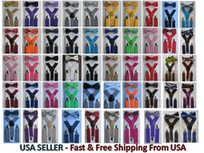 New Suspender and Bow Tie Sets for Boys Girls Kids Child Children -Ship from USA