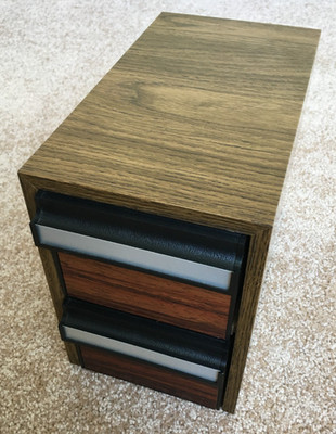 Vintage Audio Cassette Tape 2-Drawer Storage Case Holds 24 (Faux Wood) Ex Cond.