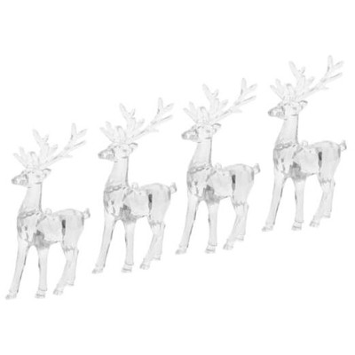  4pcs Acrylic Christmas Reindeer Ornaments - Clear Deer Figurines, Table Top 
