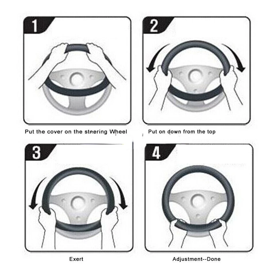 38cm 15inch Steering Wheel Cover For Mercedes Benz Leather Black - Imagem 3 de 4