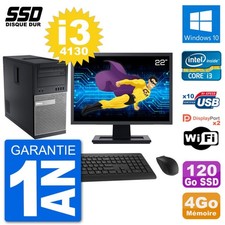 PC Tour Dell 9020 Ecran 22" Intel Core i3-4130 RAM 4Go SSD 120Go Windows 10 Wifi