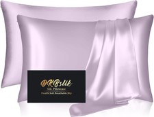 Pillowcase 2 Pack, Mulberry Silk Pillow Cases Queen Size Set of 2