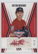2019 Panini USA Baseball Stars & Stripes Red Ink 6/10 Victor Mederos Auto s3g