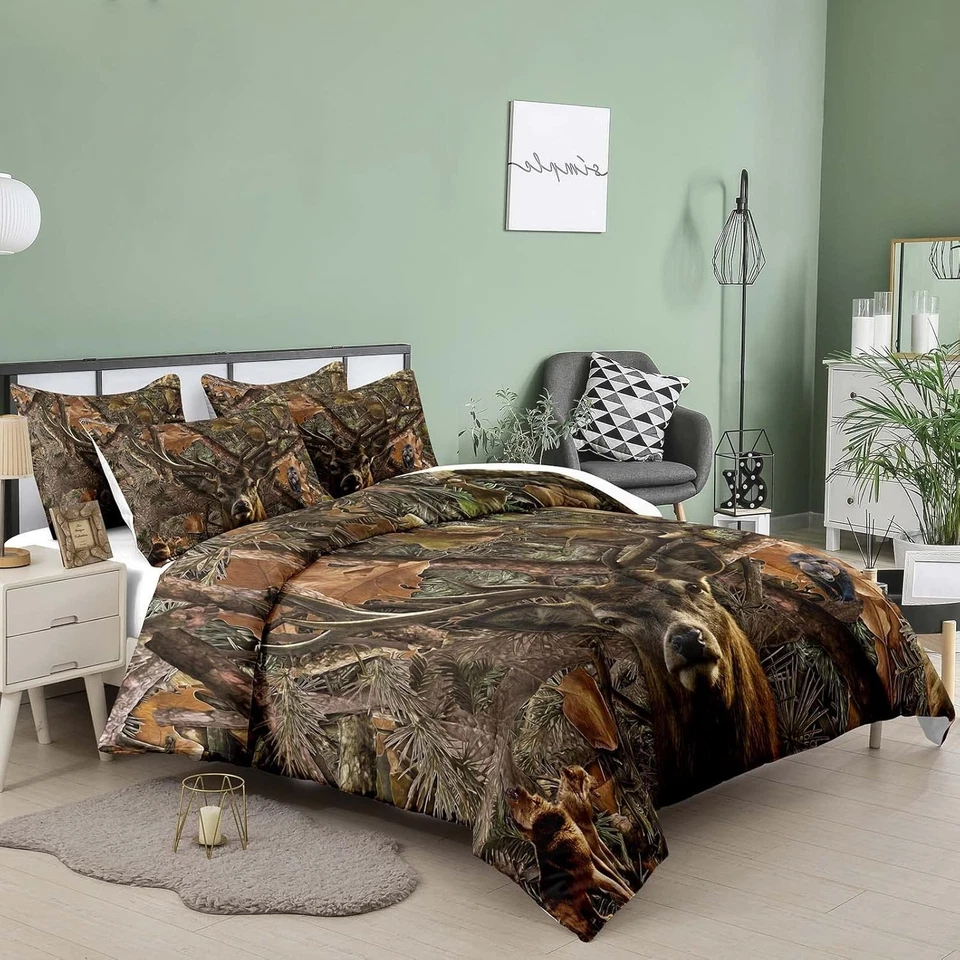 Ropa de cama Moose Wildlife Forest - Juego de caza de animales de oso Foto 4 de 4