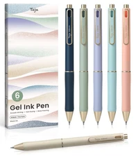Gel Pens, 6 Pcs Quick Dry Black Gel Ink Pens, 0.5mm Fine Point Smooth Writing...