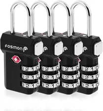 Fosmon TSA Accepted Luggage Locks, (4 Pack) 4 Pack - Black, 4 - Black 