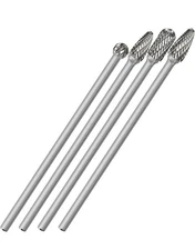 4pcs Long Carbide Burr Set 6mm Shank 155mm Die Grinder Bits for Metal Steel