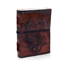 AzureGreen DOUBLE DRAGON Blank Page BOOK Handcrafted Leather Wr... FAST USA SHIP