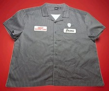 Friday the 13th Jason SS Pin Striped Button Up Shirt Camp Crystal Lake Counselor