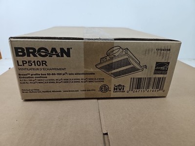 Broan LP510R Lo-Profile DC 100 CFM 1.2 Sone Ceiling Mounted Bath - White