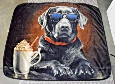 Throw Blanket Wild Frontier 2024 Lab Mocha Fuzzy Dog In Sunglasses 51 X 58 Inch