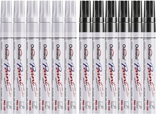 White and Black Paint Pens, 12 Pack Oil Based Permanent Markers - Medium Tip, Qu