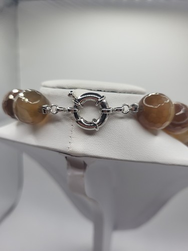 Botswana Achat Halskette Facettrierte Kugeln Wabenmuster Edelsteinkette Schmuck - Bild 7 von 8