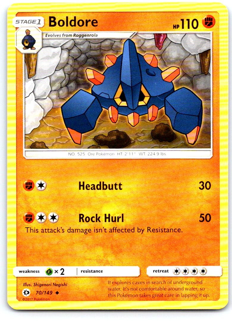 Boldore 70/149 Uncommon SM Base Set Pokemon Near Mint