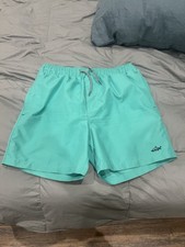 EASY Swim Shorts Men's S Aqua Shark Theme Elastic Waist Lined Pockets