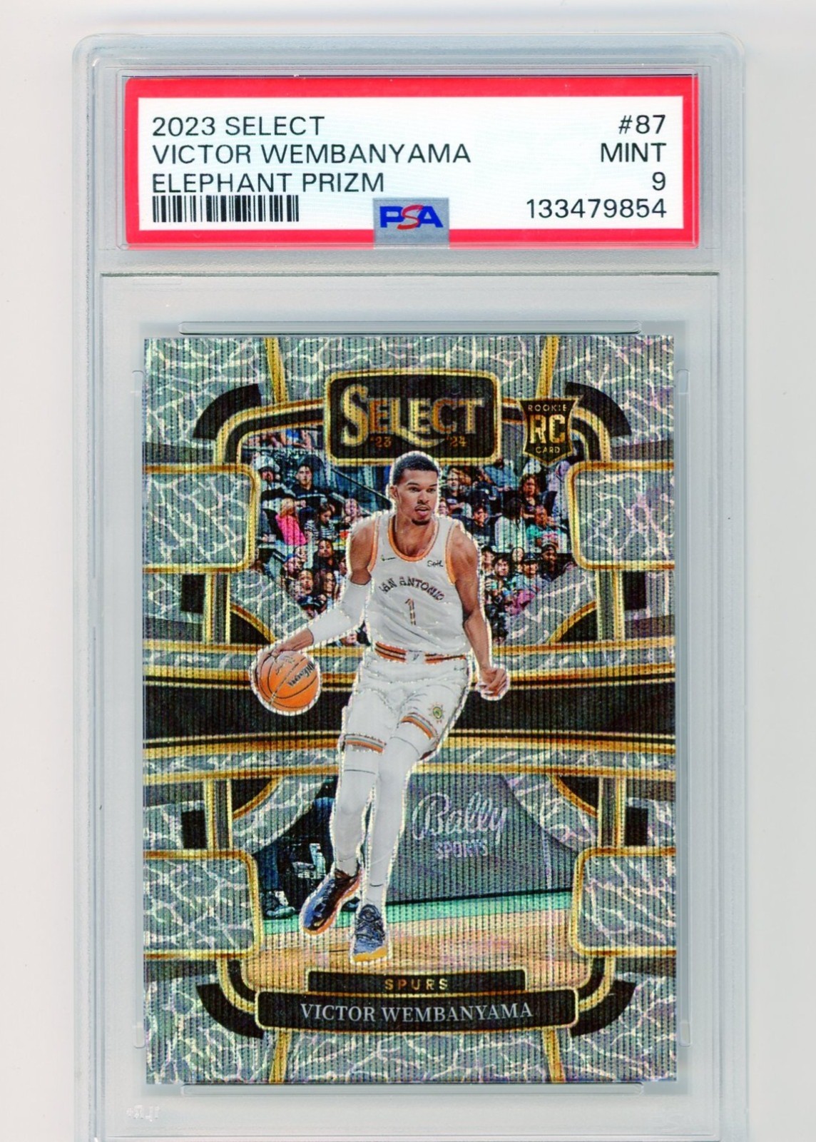 2023 PANINI SELECT ELEPHANT PRIZM #87 VICTOR WEMBANYAMA ROOKIE RC PSA 9 Rare B2