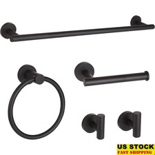 5 Piece Bathroom Hardware Set Towel Bar Ring Toilet Paper Holder Hooks New