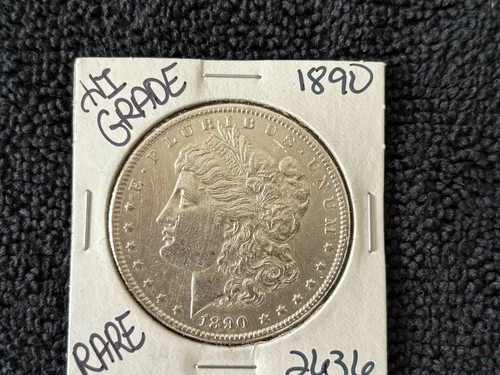 1890-P Morgan $1 Dollar Coin, 90% Silver, Circulated, AU+ Condition