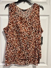 Womens Liverpool/Layered/Cheetah-Print/Sleeveless/Knit/Top ~ Size XL