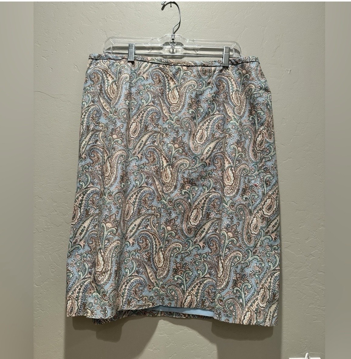 Talbots Blue Paisley Pencil Skirt Size 14W NWT Preppy Office Business Colorful