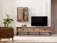 Garnitur Tv StäNder Schrank Rtv Lowboard Wohnzimmer Regale Gold Holz