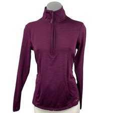 Eddie Bauer Women's Maroon Long Sleeve Half Zip Pullover Sweatshirt Top Size S