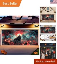 Enchanting 7x16ft Halloween Skull Backdrop - Weather-Resistant Garage Decoration