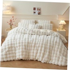 LIFEREVO Juego de funda de edred n de lujo de pelo sint tico de Queen Beige