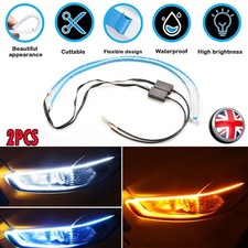 2x LED Daytime Running Light Sequential DRL Turn Signal Headlight Strip Lamp UK