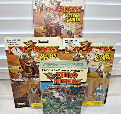 VINTAGE 1987 MOC 2 PACK ACTION FIGURES + VHS TAPE DINO RIDERS TYCO NEW