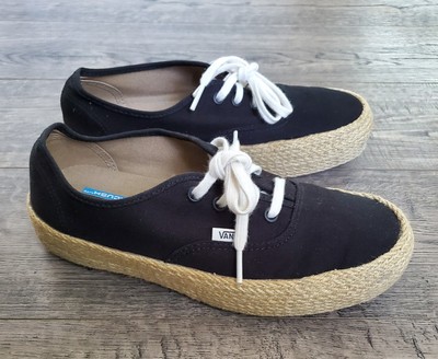VANS Lace Platform UltraCush Lite Espadrille Black Canvan Size W 8 / M 6.5