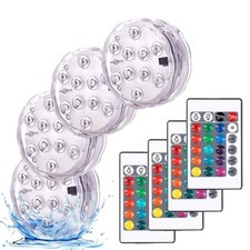 YiaMia Submersible LED Spot Lights w/ Remote, Waterproof, Battery Operated, 4-Pa