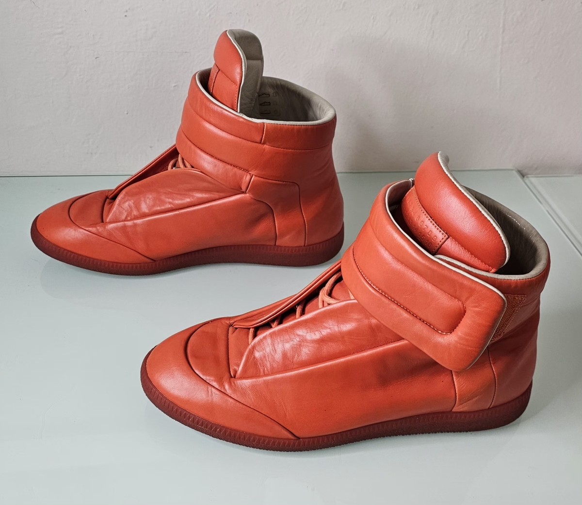 靴 Maison Margiela Future Maison Margiela Future High Top Sneakers Orange Sz 44 Italy Grails